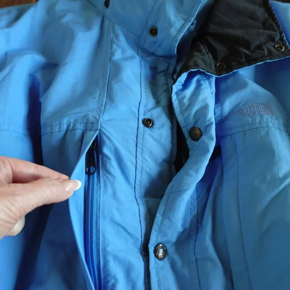 Vintage North Face Jacket Mens Medium Large Blue Down Puffer Detachable Hood 90s